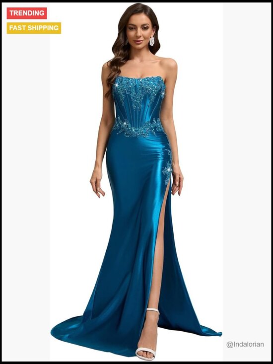 chinese dress ladies Long Beaded Orange Mermaid Prom Dress with Sparkly Ruffles and Strapless Corset